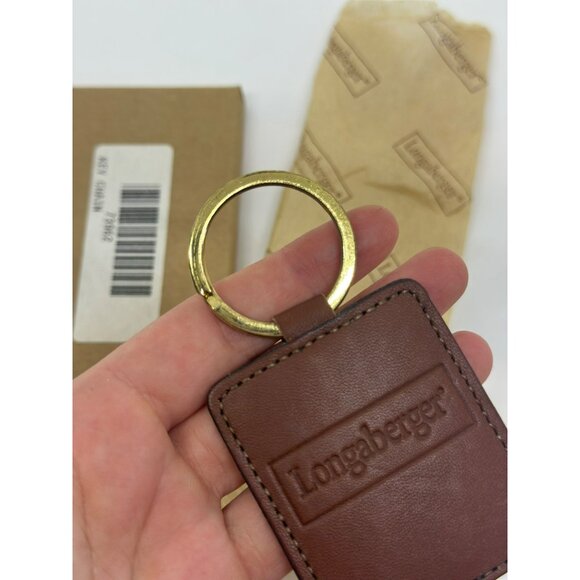 Longaberger Brown Leather Keychain With Gold-Tone Ring In Original Box - Picture 6 of 8